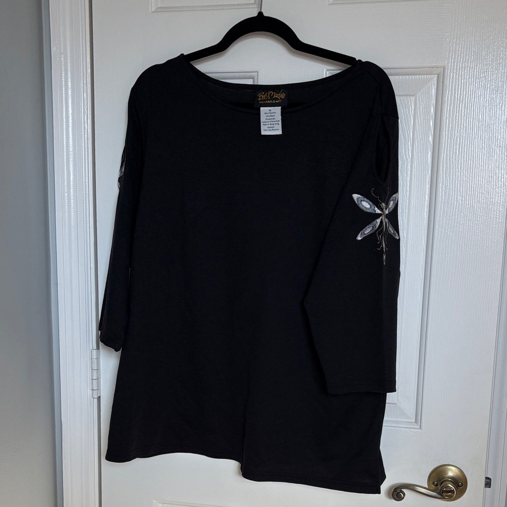 Bob Mackie Black Wearable Art Top